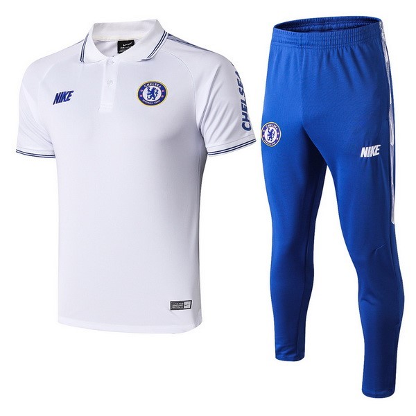 Polo Conjunto Completo Chelsea 2019-20 Blanco Azul